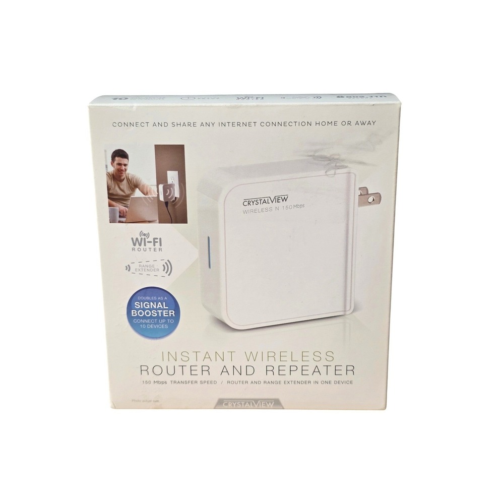 CrystalView Instant Wireless Router Repeater Signal Booster WiFi‎ 150 Mbps